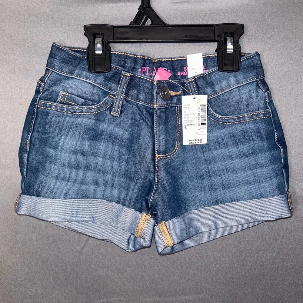 The‎ Children's Place Girls Blue Denim Shortie Shorts Brooke Wash Size 6 NWT